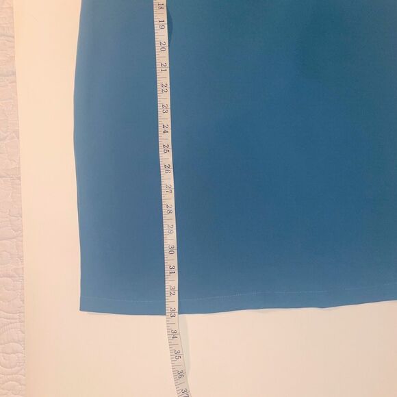 Adrienne Vittadini Flutter Short Sleeve Shift Dress Teal Blue Green Knee Lnth 2 - Picture 8 of 10